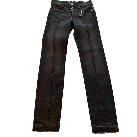 Express NWT Black Seamed High Waisted Skinny Legging Jeans LONG - Picture 1 of 6